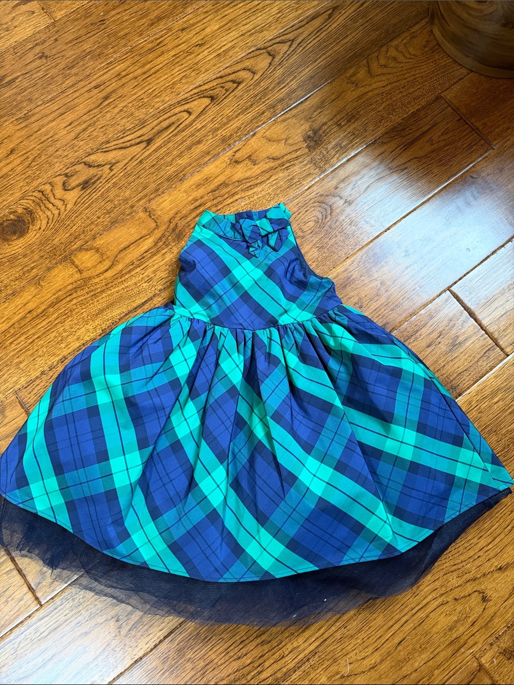Girls Blue and Green Plaid Holiday Dress